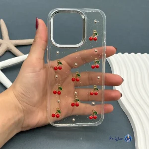 قاب موبایل IPHONE 15 PRO رزینی اکلیلی طلایی مدل آلبالو