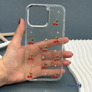 قاب موبایل IPHONE 16 PROMAX رزینی اکلیلی طلایی مدل آلبالو