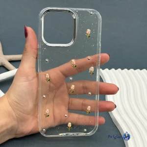 قاب موبایل IPHONE 16 PRO MAX رزینی اکلیلی طلایی مدل گل رُز