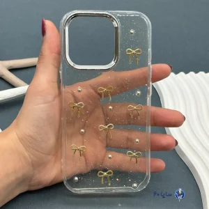قاب موبایل IPHONE 16 PRO رزینی اکلیلی طلایی مدل پاپیون