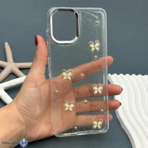 قاب موبایل Galaxy A06 رزینی اکلیلی طلایی مدل پروانه