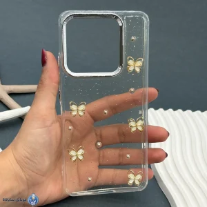 قاب موبایل Xiaomi Note 14 4g.5g رزینی اکلیلی طلایی مدل پروانه