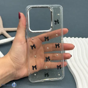 قاب موبایل Xiaomi Note 14 4g.5g رزینی اکلیلی طلایی مدل پاپیون مشکی