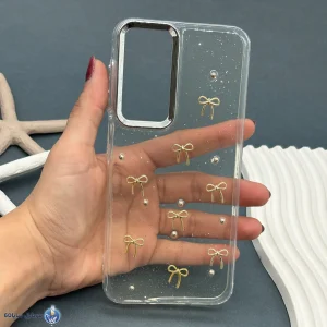 قاب موبایل Galaxy A16,A26,A17 رزینی اکلیلی طلایی مدل پاپیون