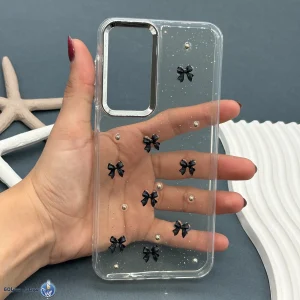 قاب موبایل Galaxy A16,A26,A17 رزینی اکلیلی طلایی مدل پاپیون مشکی